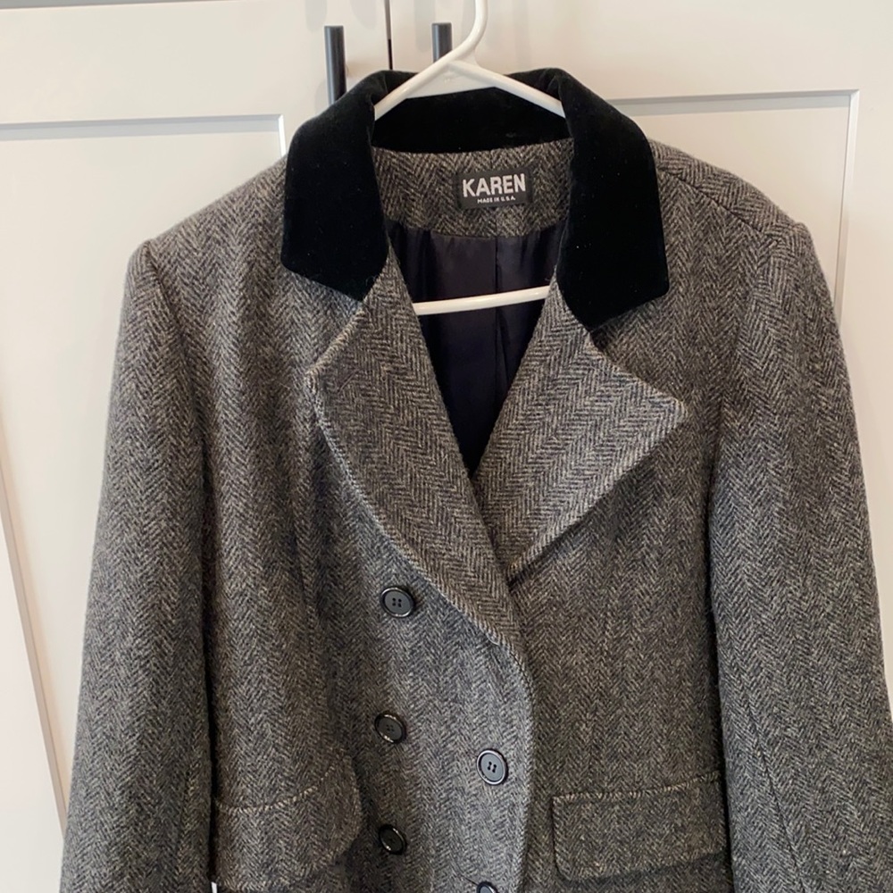 Herringbone double breasted Karen coat